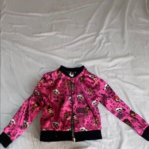 Pink Graphic Bomber Jacket